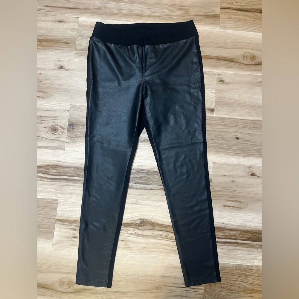 J McLaughlin Faux Leather Front Leggings Women’s Size Large L Black High Rise